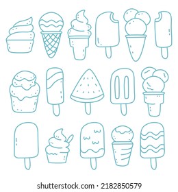 
Ice cream icons set outline