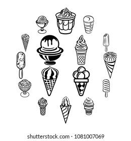 Ice cream icons set. Simple illustration of 16 ice cream vector icons for web