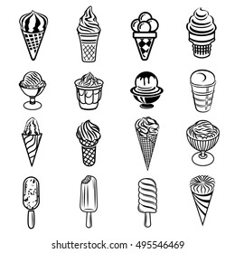 Ice cream icons set. Simple illustration of 16 ice cream vector icons for web