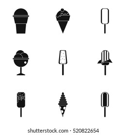 Ice cream icons set. Simple illustration of 9 ice cream vector icons for web