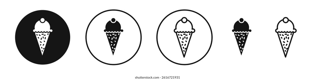 Ice cream icons set in solid black and stroke line style