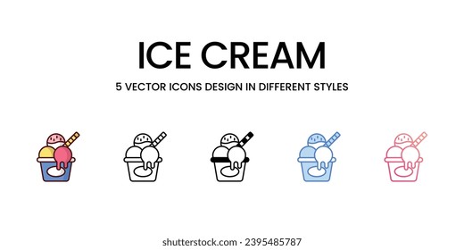 Ice cream Icons set. Suitable for Web Page, Mobile App, UI, UX and GUI design. Vector stock illustration.