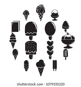 Ice cream icons set sweet. Simple illustration of 16 ice cream vector icons for web