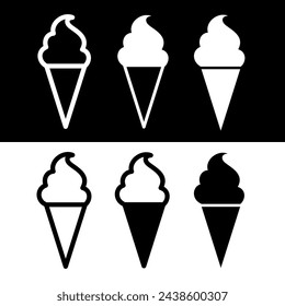 Ice cream icons set. Symbol of dessert, cold or sweet. Ice cream in a waffle cup.