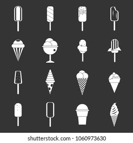 Ice cream icons set vector white isolated on grey background 