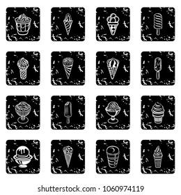 Ice cream icons set vector grunge isolated on white background 