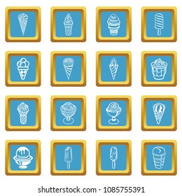 Ice cream icons set vector sapphirine square isolated on white background 
