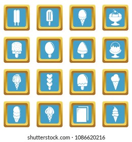 Ice cream icons set vector sapphirine square isolated on white background 
