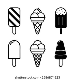 Ice Cream Icons Set Vector Illustration.