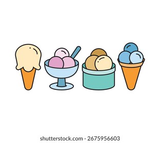 ice cream icons set vector illustration
