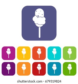 Ice Cream icons set vector illustration in flat style In colors red, blue, green and other