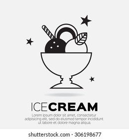 Ice Cream Icons. Sweetness mono vector symbols.