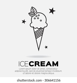 Ice Cream Icons. Sweetness mono vector symbols.