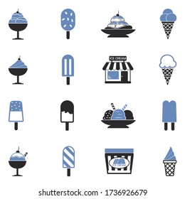 Ice Cream Icons. Two Tone Flat Design. Vector Illustration.