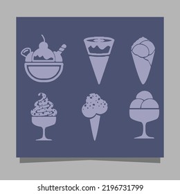 Ice cream icons of various shapes drawn on paper are perfect for depicting something sweet related to ice cream in flyers, logos, banners and others.
