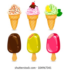 Ice cream icons. Vector