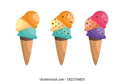 Ice cream icons. Vector set of simple linear icons.