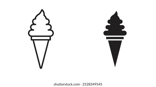 Ice Cream icons. Vector set in filled and line style.