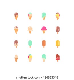 Ice cream icons. Vector set of simple symbols. Ice cream logo. EPS 8.