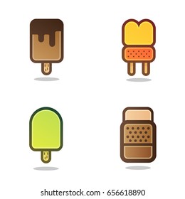 Ice cream icons. Vector set of simp icons. Ice cream logo.