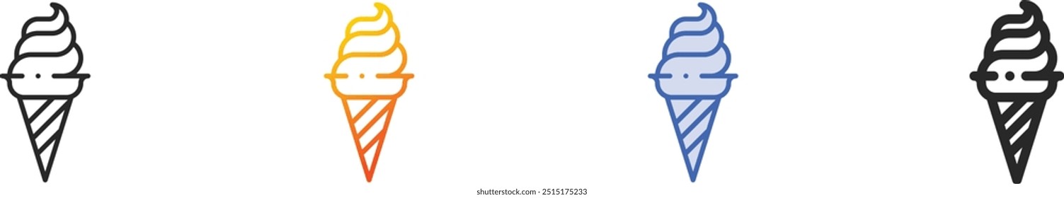 ice cream icon.Thin Linear, Gradient, Blue Stroke and bold Style Design Isolated On White Background