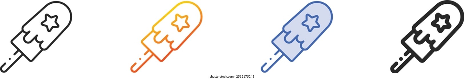 ice cream icon.Thin Linear, Gradient, Blue Stroke and bold Style Design Isolated On White Background
