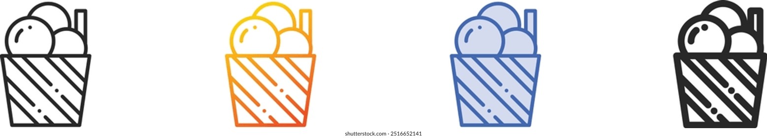 ice cream icon.Thin Linear, Gradient, Blue Stroke and bold Style Design Isolated On White Background