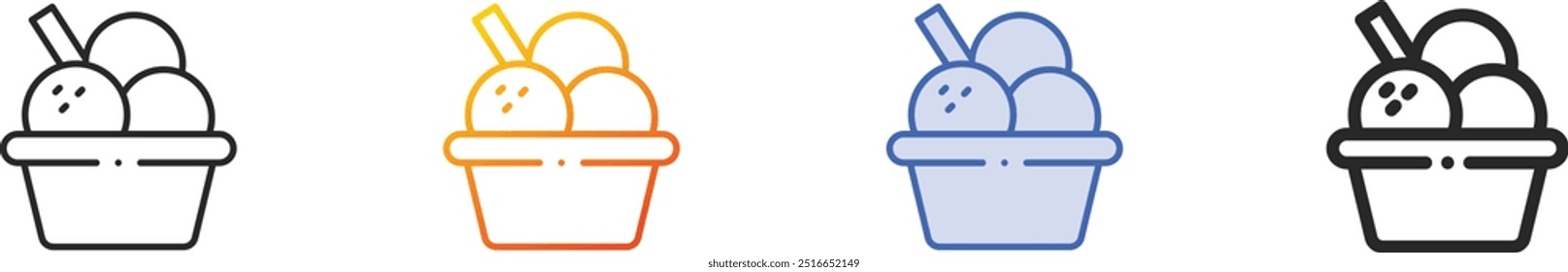 ícone de sorvete.Fino Linear, Gradiente, Traço Azul e Design de Estilo arrojado Isolado no Fundo Branco