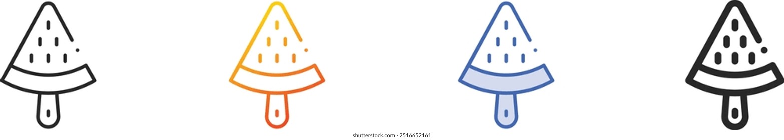 icono de helado. Diseño lineal delgado, degradado, trazo azul y estilo audaz aislado sobre fondo blanco