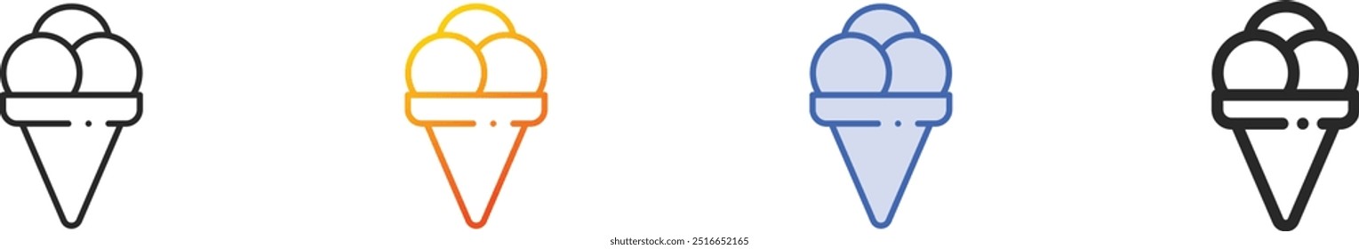ice cream icon.Thin Linear, Gradient, Blue Stroke and bold Style Design Isolated On White Background