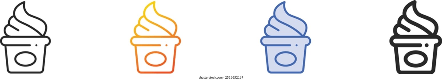 ice cream icon.Thin Linear, Gradient, Blue Stroke and bold Style Design Isolated On White Background