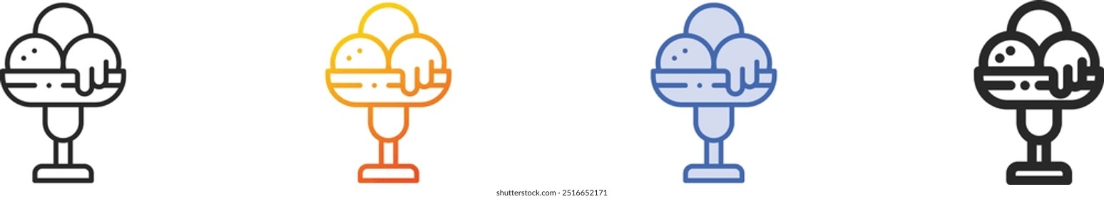 ice cream icon.Thin Linear, Gradient, Blue Stroke and bold Style Design Isolated On White Background