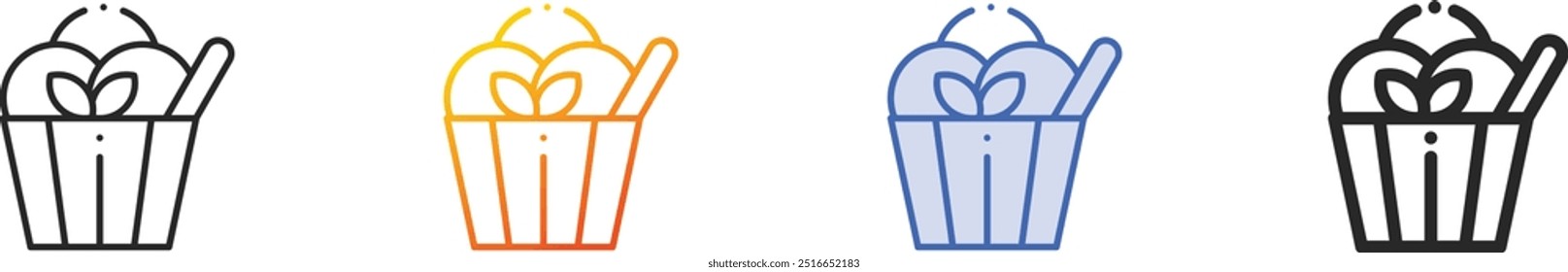 ice cream icon.Thin Linear, Gradient, Blue Stroke and bold Style Design Isolated On White Background