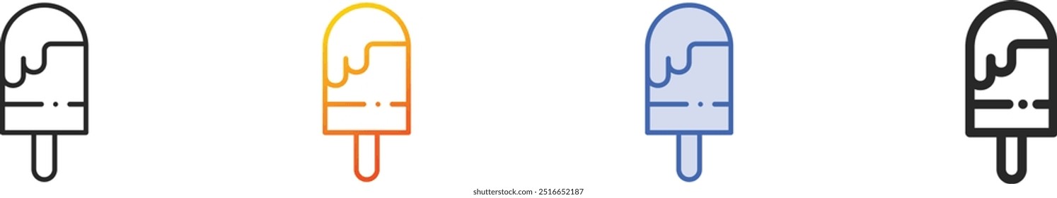 ice cream icon.Thin Linear, Gradient, Blue Stroke and bold Style Design Isolated On White Background