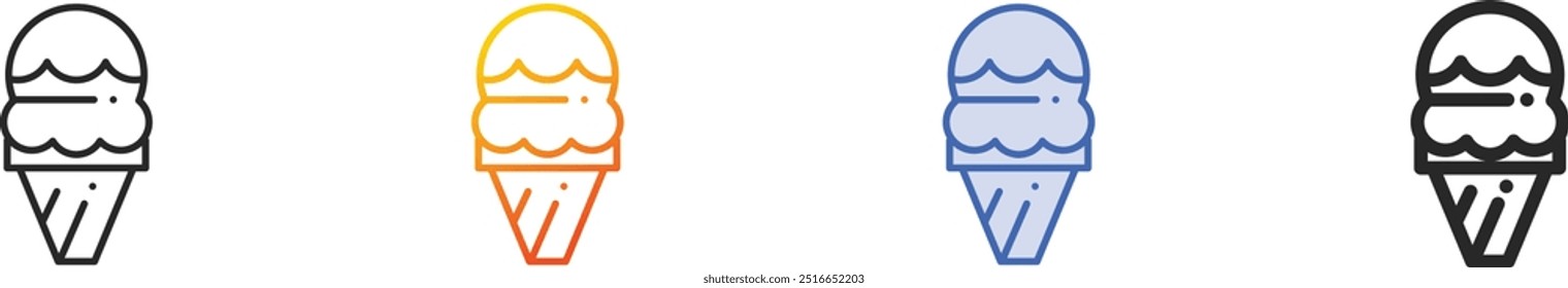 ice cream icon.Thin Linear, Gradient, Blue Stroke and bold Style Design Isolated On White Background