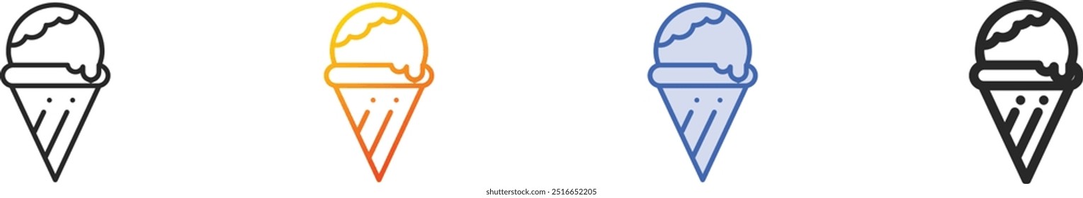 ice cream icon.Thin Linear, Gradient, Blue Stroke and bold Style Design Isolated On White Background