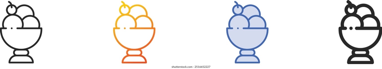 ice cream icon.Thin Linear, Gradient, Blue Stroke and bold Style Design Isolated On White Background