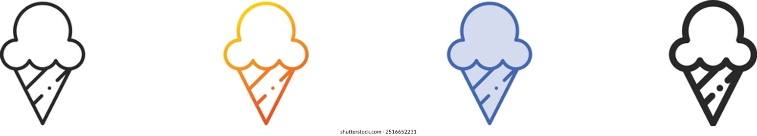 ice cream icon.Thin Linear, Gradient, Blue Stroke and bold Style Design Isolated On White Background