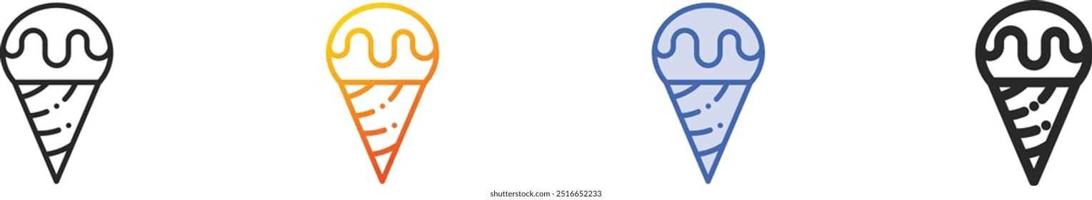 ice cream icon.Thin Linear, Gradient, Blue Stroke and bold Style Design Isolated On White Background