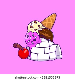 Ice Cream Igloo Cartoon Vector Illustration. Flat Cartoon Concept.