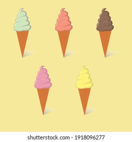 ice cream illustration with 5 color choices