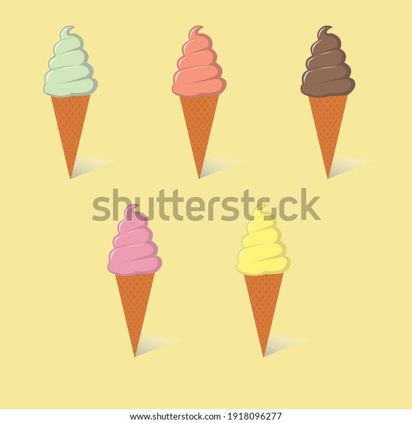 ice cream\
illustration with 5 color\
choices
