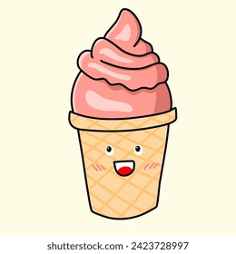 ice cream illustration can be used as icon and clipart, colored icons on a beige background