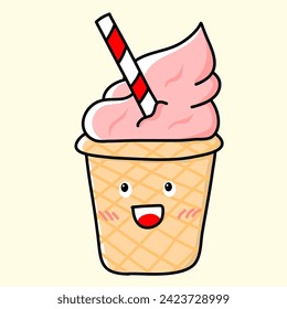 ice cream illustration can be used as icon and clipart, colored icons on a beige background
