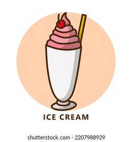 Ice cream illustration cartoon. food and drink logo. Sweet dessert icon