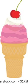 Ice Cream Illustration (cherry)