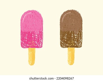 ice cream illustration, crayon style ice cream illustration, grunge ice cream logo