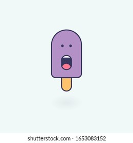 Ice Cream Illustration. Cute Ice Cream cartoon character emoji icon. 
