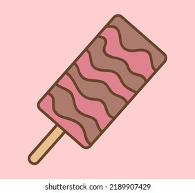 Ice cream illustration. Cute colorful ice cream cartoon illustration
