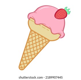 Ice cream illustration. Cute colorful ice cream cartoon illustration